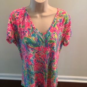 Lilly Pulitzer V-Neck Top XL NWOT Shells Coral